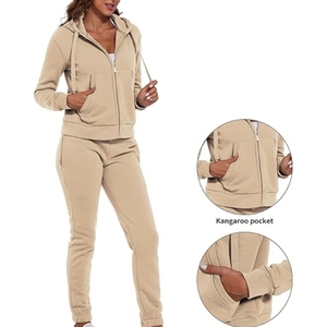 Ensemble de survêtement de course à pied pour femmes, imprimé personnalisé en gros, 2 pièces, coupe ajustée, léger, à capuche, pour l'entraînement sportif et le jogging - Product Image 4