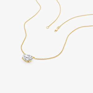สร้อยคอเพชรทรงรีเม็ดเดี่ยวแบบ Radiant Prong Set ฝังแบบ West To East เพชรเลี้ยงในห้องปฏิบัติการ น้ำหนัก 1.00 กะรัต สี E-F ความสะอาด VS ทอง 14K สำหรับเป็นของขวัญวันครบรอบแต่งงาน - Product Image 4
