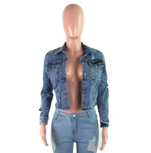 Vestes en jean denim pour femmes à la mode personnalisées Vestes en jean à manches longues vêtements d'hiver Vestes en jean surdimensionnées - Product Image 4