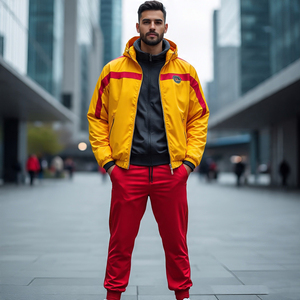 Street Style coupe-vent costumes hommes randonnée montagne survêtement hommes 100% Nylon coupe-vent deux pièces ensembles noir pluie costume - Product Image 5