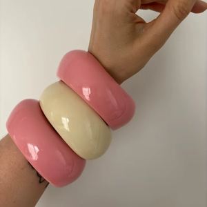 Brazaletes y pulseras de acrílico gruesos de moda FY, brazalete colorido de declaración ancha moteada de acetato de resina Irregular grande - Product Image 1