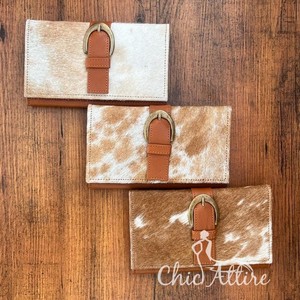 Nouveaux portefeuilles en cuir de vachette véritable faits à la main pour les femmes portefeuille mince à deux volets vente chaude en cuir Western pochette sac à main portefeuilles - Product Image 1