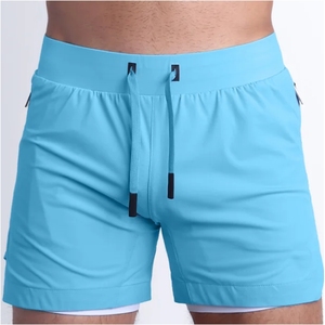 Pantalones cortos deportivos de alta calidad para hombre, pantalones cortos de malla de cintura media, bolsillo de entrenamiento de gimnasio personalizado para baloncesto, pantalones cortos de poliéster para hombre - Product Image 1