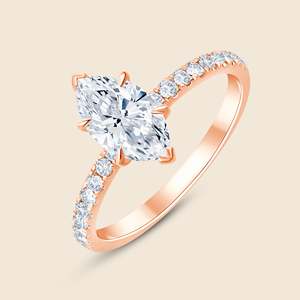 Bague micro-anneau conique de haute qualité avec 1 diamant de laboratoire taille marquise F-VS 1,00 carat en or 14K – Produit authentique - Product Image 3