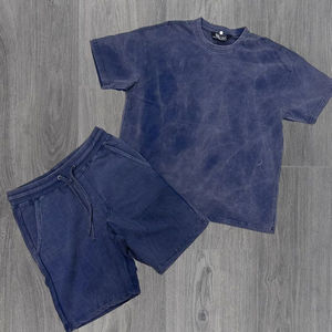 T-shirt 100% coton pour homme Ensemble de shorts avec poche 2 pièces Short sweat à la mode avec logo personnalisé Ensemble de shorts d'hiver Techniques imprimées - Product Image 3