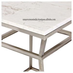 Enorme mármol superior bajo demanda con marco de acero inoxidable plateado Uso de la mesa auxiliar para la sala de estar Restaurante en casa a precio mayorista - Product Image 3