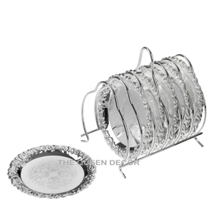 Ensemble de 4 sous-verres personnalisés en métal et aluminium, forme ronde en pierre, tasses et tapis à boire personnalisés pour cadeaux - Product Image 6