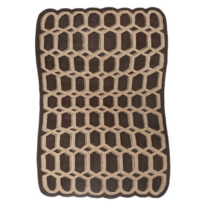 Acar Hand Tufted <b>Wool</b> & Viscose Rug Beige & <b>Brown</b> Geometric Pattern for Home-Tra-14660 - Product Image 1