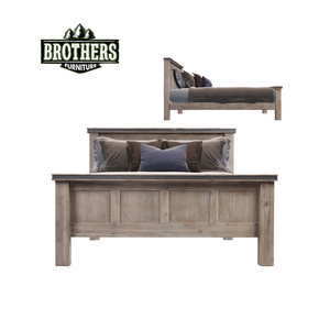 Cadre de lit en bois de marque ATLAS en bois massif de chêne, de pin et d'acacia - Product Image 1