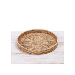 Plateau en rotin tissé à la main-Plateau organisateur polyvalent-Plateau de service en rotin ovale avec poignées - Product Image 1