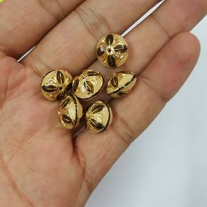 Cuentas de bola Meena de 13mm Color dorado | Cuentas espaciadoras Meenakari hechas a mano | Cuentas decorativas redondas chapadas en oro para la fabricación de joyas - Product Image 2