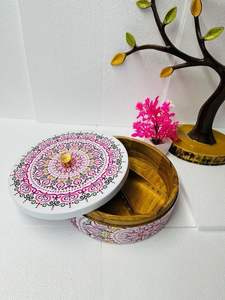 LIFESPAN BOIS NATUREL Boîte à épices de table en bois imprimé de qualité supérieure avec compartiments séparés pour épices et fruits secs - Product Image 2