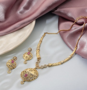 Conjunto de collares de joyería AD chapado en oro tradicional Festival Joyeria con joyería llena de Oro - Product Image 2