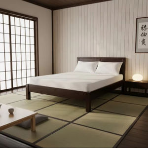 Cama de plataforma de madera maciza de cáscara moderna de tamaño completo personalizable para uso doméstico precio de fábrica hecho en Vietnam para uso en dormitorio - Product Image 1