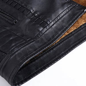 Veste en cuir décontractée coupe ajustée pour hommes, nouveauté, couleur unie, avec col montant, accessoire de style personnalisé - Product Image 4