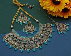 Ensemble de bijoux plaqué or kundan traditionnel indien et ensemble de collier en cuivre pour femmes et filles accessoires indiens bijoux femmes - Product Image 4