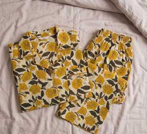 Conjunto de Pijama Térmico de Algodón Tejido a Mano Indio para Mujer, Estampado Floral de Verano, Transpirable, Suave, de Secado Rápido, Cómodo, Ropa de Dormir de Longitud Completa - Product Image 4