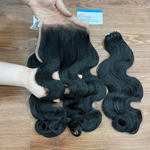 Paquets de cheveux de vague de corps de luxe trame de cheveux humains vietnamiens extensions de cheveux doublement étirées noires naturelles - Product Image 6