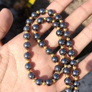 Collier statement en argent sterling avec perles d'hématite naturelle de 8 mm, cadeau de mariage pour homme, bijoux noirs - Product Image 4