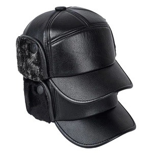 Casquette de baseball vintage sportive en coton et cuir, chaude pour l'hiver, imperméable, en velours, protection des oreilles, réglable, anti-froid, vente en gros - Product Image 1