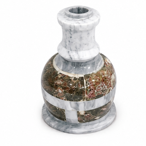 Marble Fluted Brown Luxury Tall <b>Hookah</b> Premium Full Set with Brass Smoking <b>Pipe</b> - Product Image 5