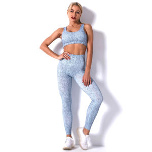Conception imprimée soutien-gorge et Leggings sport Yoga ensemble ensembles de vêtements de sport pour les femmes sans couture vêtements actifs taille haute gymnastique sport course ensemble - Product Image 1