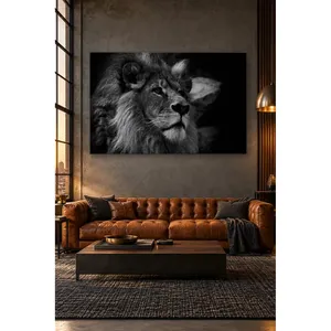 Impression sur toile en noir et blanc de Fida Young Lion Looking Up - Product Image 1