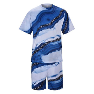 Ensemble de shorts d'été pour hommes stylés High Street Confortable Respirant Manches courtes Imprimé Design Plus Size pour l'automne - Product Image 1