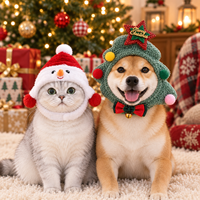 Chapeau de Noël d'hiver pour animaux de compagnie, en peluche, motif bonhomme de neige, sapin de Noël et cloche, accessoire mignon pour petits chiens et chats