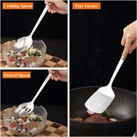 Juego de Utensilios de Cocina de Acero Inoxidable de Alta Calidad, 4 Piezas, Juego de Espátulas, Cuchara para Servir Alimentos, Utensilios de Cocina