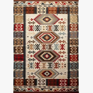 ชุดพรมปูพื้นสไตล์ kilim dhurrie ดีไซน์ทันสมัยผ้าทอมือแบบแบนถักด้วยเทคนิคทางเรขาคณิต - Product Image 1