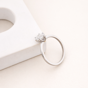 IGI Certified Round Lab Created Diamond Engagement <b>Ring</b> 14K White / Rose & Yellow Gold Classic Solitaire <b>Ring</b> - Product Image 2