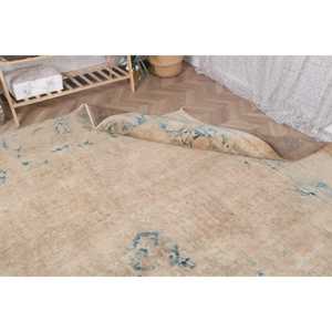 Alfombra Turca, Alfombra Extra Grande de 9.4x12.3 pies, Alfombra Vintage de Lana Azul Abstracta - Product Image 5