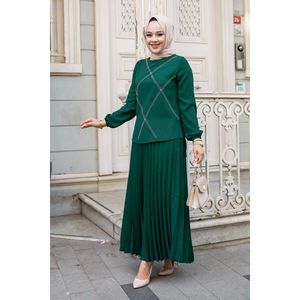 Stone Detailed Falda Hijab 2 Piezas Set Esmeralda - Product Image 2