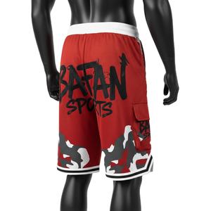 Shorts de basketball pour hommes, vêtements de sport haut de gamme, tissu en mesh respirant, panneau rouge, style cargo, logo personnalisé, shorts de basketball pour hommes pour l'entraînement - Product Image 5