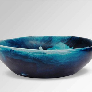 Tazón Grande de Resina Azul con Diseño de Hojas en Espiral, Vajilla Hecha a Mano, Ecológica y Sostenible para Cocina, Comedor, Fiestas, Vajilla Premium - Product Image 2