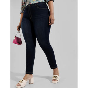 Classic <b>Women's</b> Mid Denim Pants Button Comfortable Fit <b>for</b> Business Casual Outfits Travel Everyday Use Essential Denim Style - Product Image 3