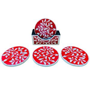 Posavasos con incrustaciones de hueso con patrón floral de diseño antiguo con Color blanco y negro para utensilios de cocina y posavasos con incrustaciones de hueso para decorar la mesa - Product Image 3