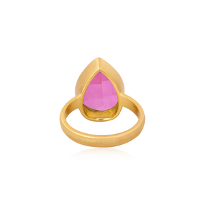 Girls Fashion <b>Statement</b> <b>Ring</b> 18k Gold Plated Brass Jewelry Wholesale Doublet Kunzite Quartz Gemstone <b>Ring</b> for Women - Product Image 2