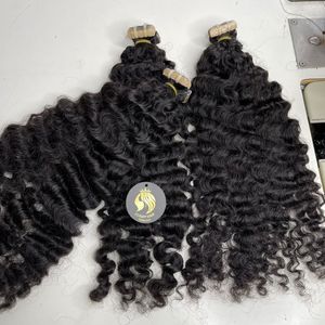 Extension de trame de cheveux humains crus péruviens bouclés à Double dessin, paquets de tissage de cheveux bouclés birmans à extrémité épaisse - Product Image 5