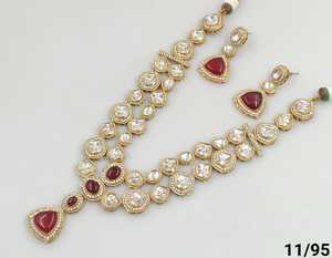 Diseñador de fiesta desgaste AntiquePlated Kundan piedra joyería tradicional hermoso diseño Simple gargantilla collar pendiente para mujer - Product Image 3