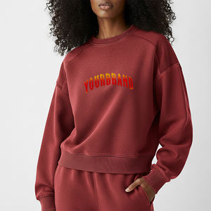 Venta caliente por encargo de moda pulóver Sudadera de cuello redondo Mujer Heabyweight transpirable Crop Top sudadera transpirable - Product Image 1