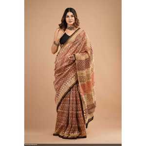 Tela de Seda Chandri con Estampado a Mano, Modelo Banarasi, Estilo Bollywood, Georgette, Modal, Tela Pesada para Bodas y Fiestas - Product Image 1