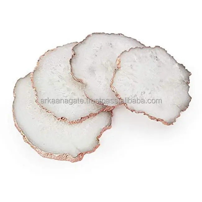 Atacado Branco Sal Ágata Stone Coaster Luxo Crystal Coasters mão polido chakra cristais cura para venda