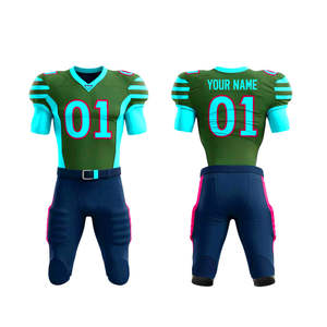 Conjunto de Uniforme de Fútbol Americano Transpirable de Diseño Personalizado, Jersey Sublimado de Manga Corta de Secado Rápido, Pantalones, Precio de Fábrica, Servicio OEM - Product Image 1