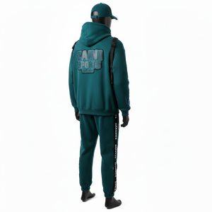 Survêtement d'hiver pour homme 320GSM en coton lourd et polyester polaire, toucher doux, vert sarcelle, logo personnalisé par transfert thermique, taille plus - Product Image 5