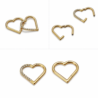 Anneau de nez articulé en titane plaqué or ASTM F136, pour septum, cartilage, hélix, tragus, bijoux de piercing corporel pour mariage