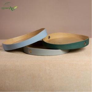 Plateau de service artisanal en bambou tressé léger, écologique, durable, laqué, personnalisable pour la restauration - Couleur contemporaine - Product Image 4