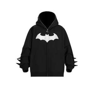 เสื้อฮู้ดดี้ Y2K ลายแบทแมน แบบซิป ผ้าฝ้ายทรงโอเวอร์ไซส์ สำหรับผู้ชาย คุณภาพสูง ขายส่ง ระบายอากาศได้ดี เหมาะสำหรับฤดูหนาว สไตล์ลำลอง - Product Image 2