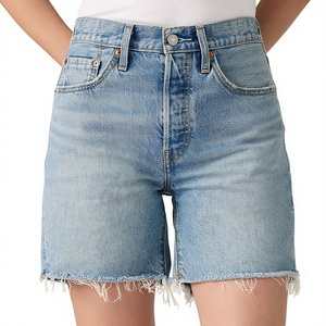 Custom Women Vintage Sexy Summer Denim Shorts High Waist <b>Button</b> <b>Fly</b> Stretch 100% Cotton OEM Wholesale Services - Product Image 1